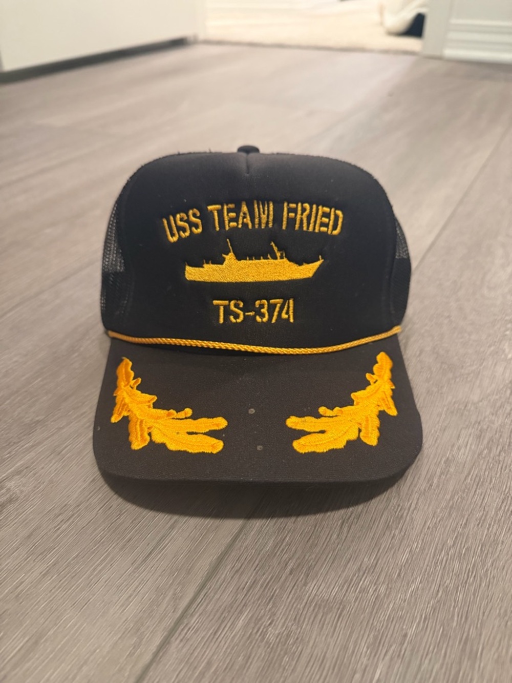 USS Teamfried TS-374 Embroidered Black Mesh Trucker Hat